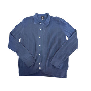 Men's H&M Open Weave Button-Up Cotton Cosy Layered Cardigan Blue Size M